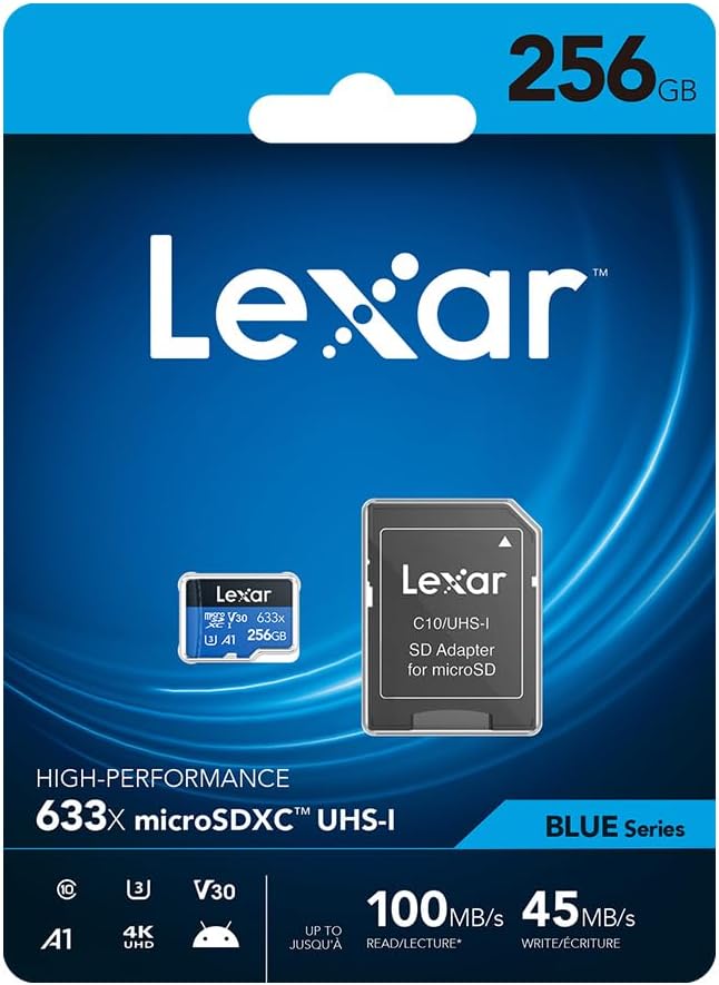 Lexar 256GB UHS-I MicroSDXC 633x Memory Card + SD Adapter