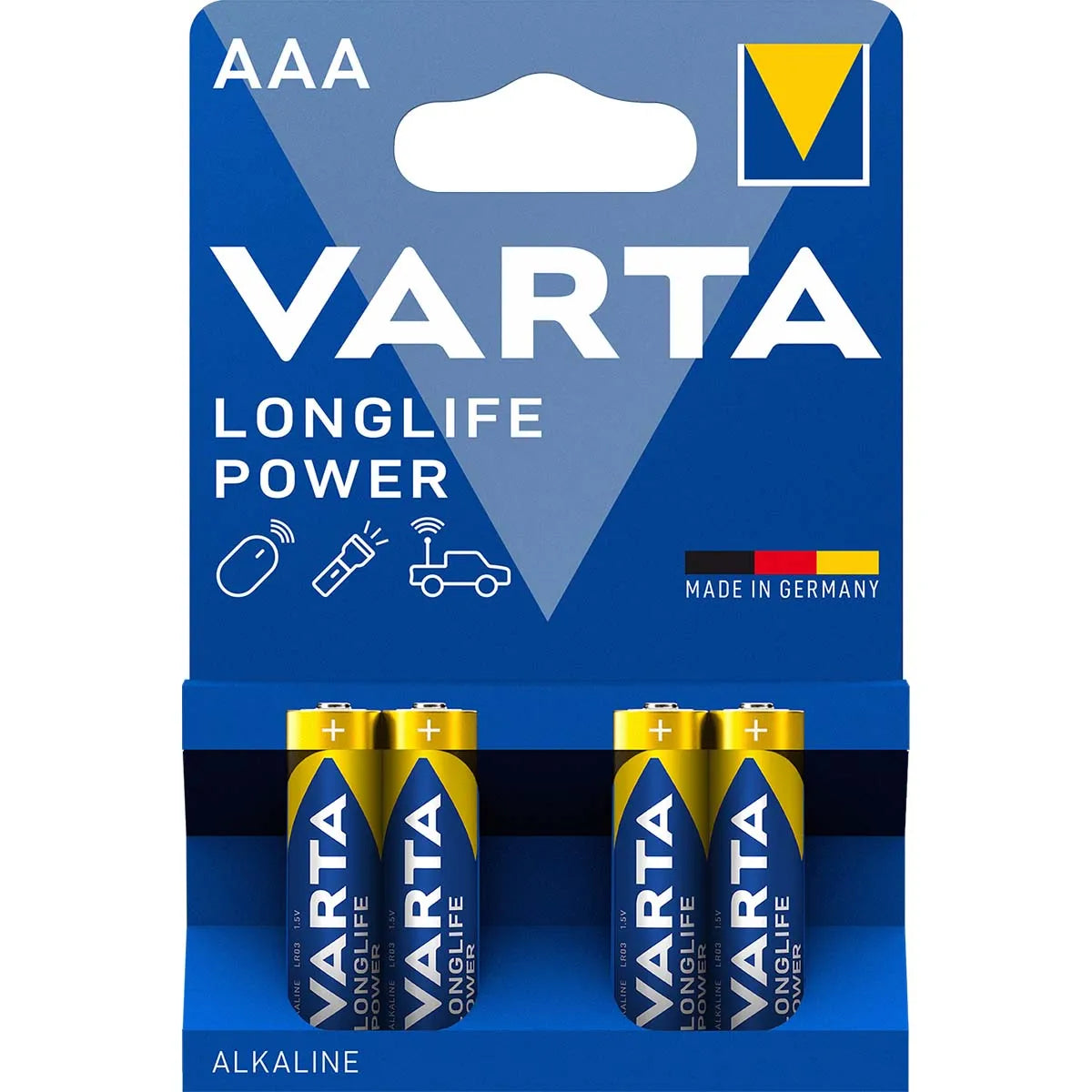 Varta AAA Disposable Alkaline Batteries 1.5V 1.2Ah Carded 4 Pack