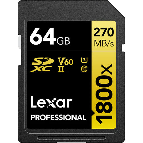 Lexar 64GB Professional 1800x UHS-II SDXC Memory Card