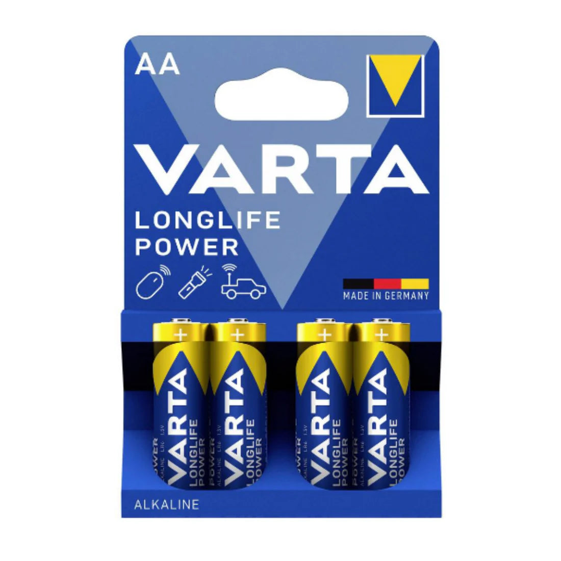 Varta AA Disposable Alkaline Batteries 1.5V 2.6Ah Carded 4 Pack