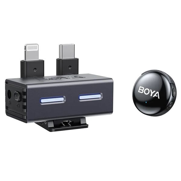 Boya BOYALINK 3-04 Button-Sized 2.4Ghz Wireless Microphone System for USB-C, Lightning & 3.5mm Devices
