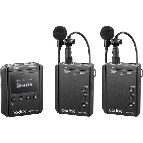 Godox WMicS2 UHF Compact 2-Person Wireless Microphone System for Cameras & Smartphones with 3.5mm (5