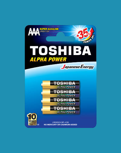 Toshiba Alpha Power Alkaline AAA 4 Pack Toshiba Disposable Batteries