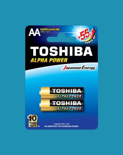 Toshiba Alpha Power Alkaline AA 2 Pack Toshiba Disposable Batteries