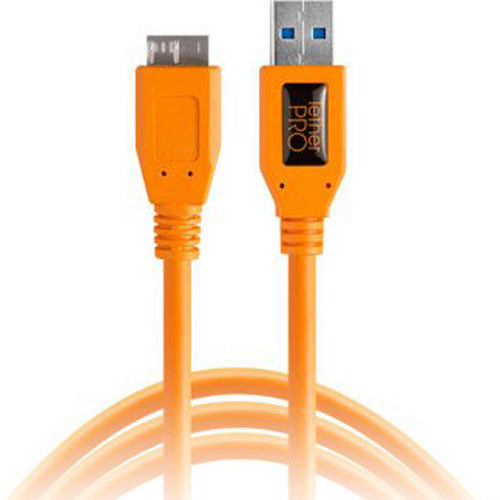 Tether Tools TetherPro USB 3.0 Male Type-A to USB 3.0 Micro-B Cable (15', Orange) TetherTools USB Cables