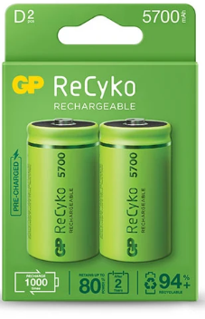 GP ReCyko battery 5700mAh D (2 battery pack) GP Batteries Rechargeable Batteries