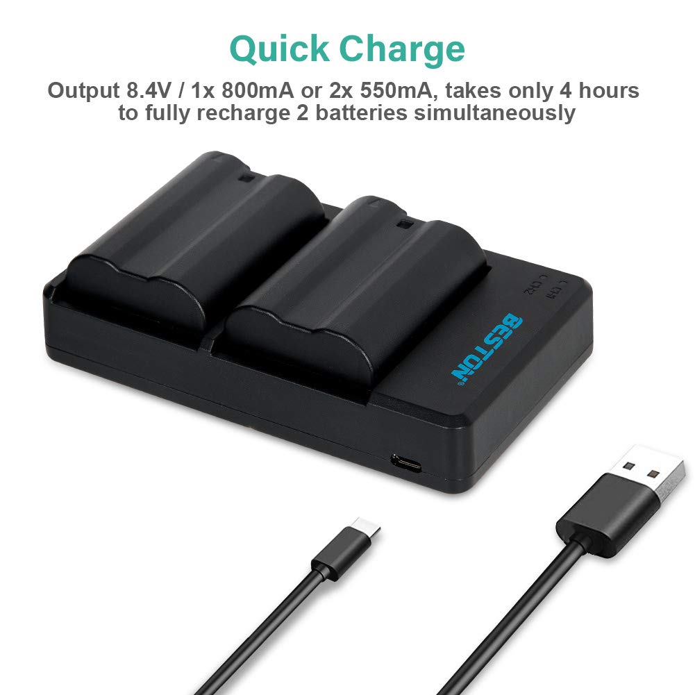 Beston EN-EL15 2x Battery pack with charger for Nikon Beston Rechargeable Batteries