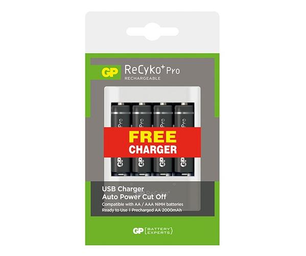 GP Batteries AA 2000 mAh Rechargeable ReCyko Battery and 420 Charger Bundle GP Batteries Rechargeable Batteries