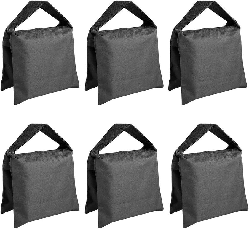 Neewer SB-BL6 6-Pack Dual Handle Saddlebag Sandbags (Black) Empty
