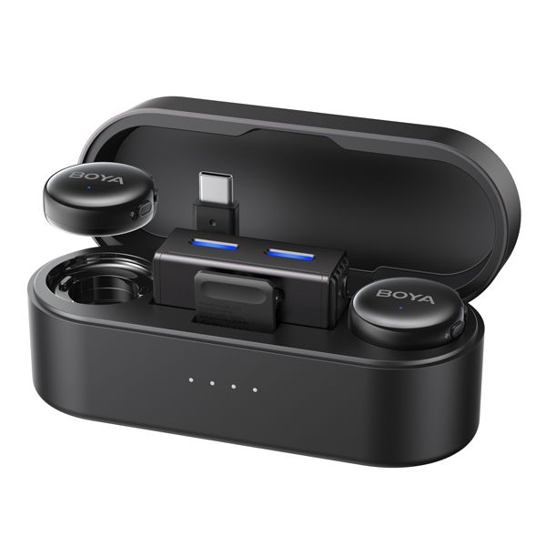 Boya BOYALINK 3-02 Button-Sized 2.4Ghz Wireless Microphone System with Case for USB-C & 3.5mm Devices