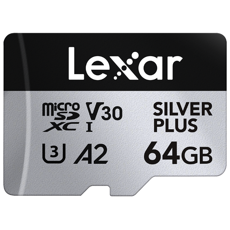 Lexar 64GB MicroSD SILVER PLUS 205mbs (UHS-I) (Class 10) V30 A2