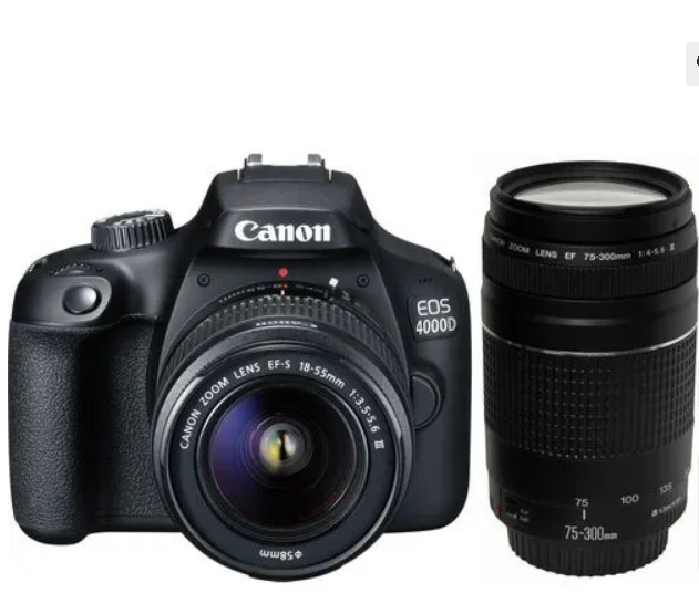 Canon EOS 4000D DSLR with EF-S 18-55mm DC III & EF 75-300mm f/4-5.6 III Lenses