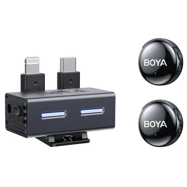 Boya BOYALINK 3-04 Button-Sized 2.4Ghz Wireless Microphone System for USB-C, Lightning & 3.5mm Devices