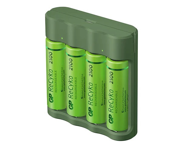 GP ReCyko Everyday Charger (USB) B421 4-slot NiMH with 4 x AA 2,100mAh NiMH Batteries