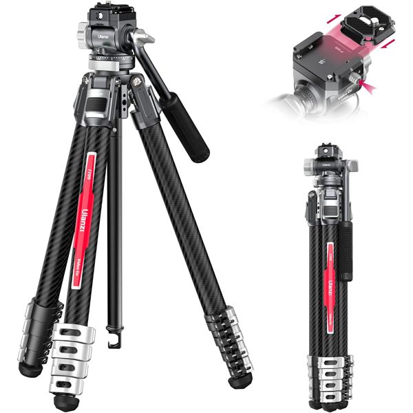 Ulanzi TT09 VideoGo Carbon Fibre Travel Video Tripod with F38 Quick Release