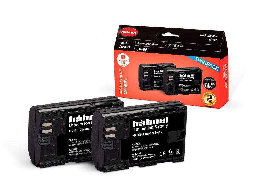 HL-E6N Twin Pack (Canon LP-E6N) Hahnel Camera Batteries