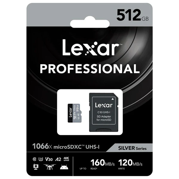 Lexar Micro SD 1066X 512 + SD Adapter