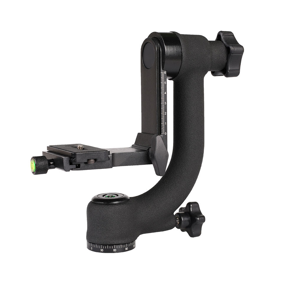 Gimbal Tripod Head For DSLR Cameras 1/4" Screw With Quick Release Plate