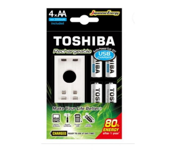 Toshiba 4X AA Rechargeable Battery and Charger Toshiba Batteries
