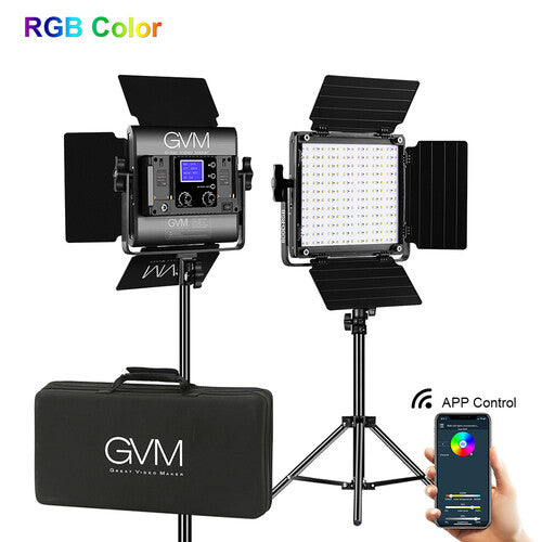 GVM 800D-RGB LED Studio 2-Video Light Kit GVM Continuous Lighting