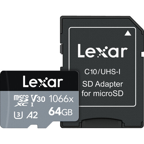 Lexar 64GB Professional 1066x UHS-I microSDXC Memory Card with SD Adapter (SILVER Series) Lexar MicroSD Card