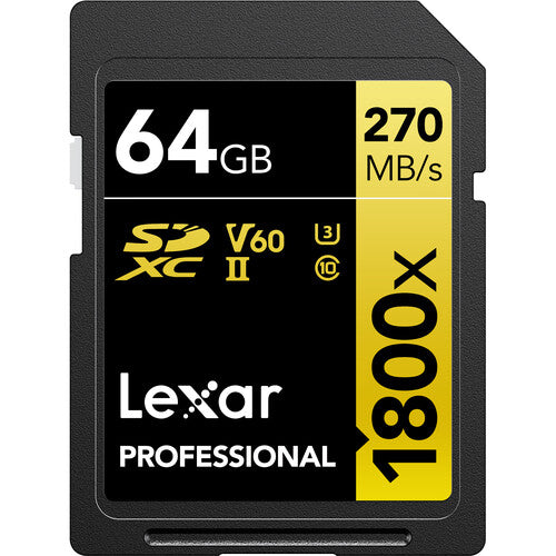 Lexar 64GB Professional 1800x UHS-II SDXC Memory Card Lexar Memory