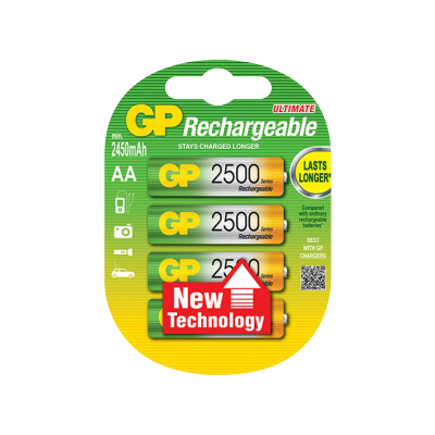 GP Batteries Rechargeable Ultimate AA 2500 4 pack GP Batteries Rechargeable Batteries