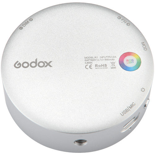 Godox Round Mini RGB LED Magnetic Light (Silver) Godox Continuous Lighting