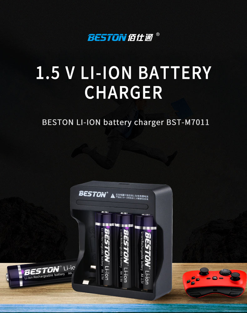 BESTON BST-M7011 USB Charger with 4 X Li-Ion AA Batteries Beston Rechargeable Batteries