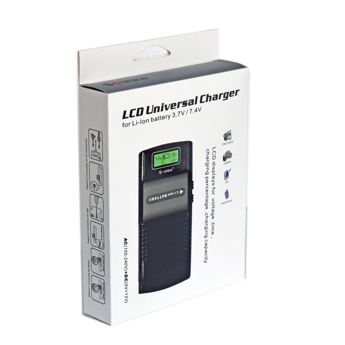 Soshine M20-LCD Universal Intelligent LCD Display Li-Ion battery 3.7V/7.4V Soshine Battery Chargers