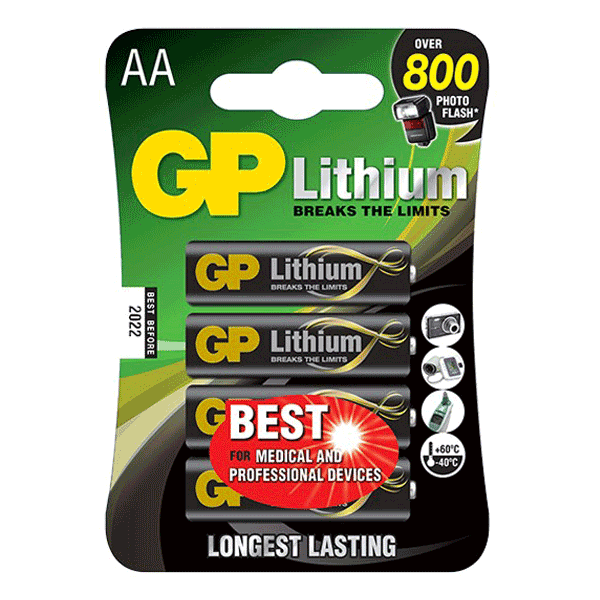 GP Lithium AA Battery (4 Pack) GP Batteries Disposable Batteries