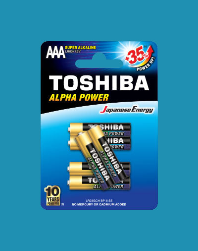 Toshiba Alpha Power Alkaline AAA 6 Pack Toshiba Disposable Batteries