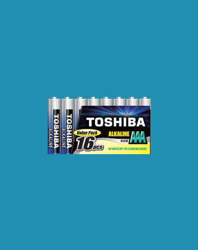 Toshiba High Power Alkaline AAA 16 Pack Toshiba Disposable Batteries