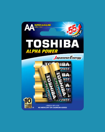 Toshiba Alpha Power Alkaline AA 6 Pack Toshiba Disposable Batteries
