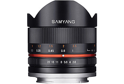 Samyang 8mm F2.8 UMC Fish-eye II Lens for Fuji X - Black Samyang Lens - Mirrorless Fixed Focal Length