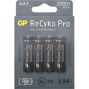 GP ReCykoPro 2000mAh AA Rechargeable Batteries 4 Pack GP Batteries Rechargeable Batteries