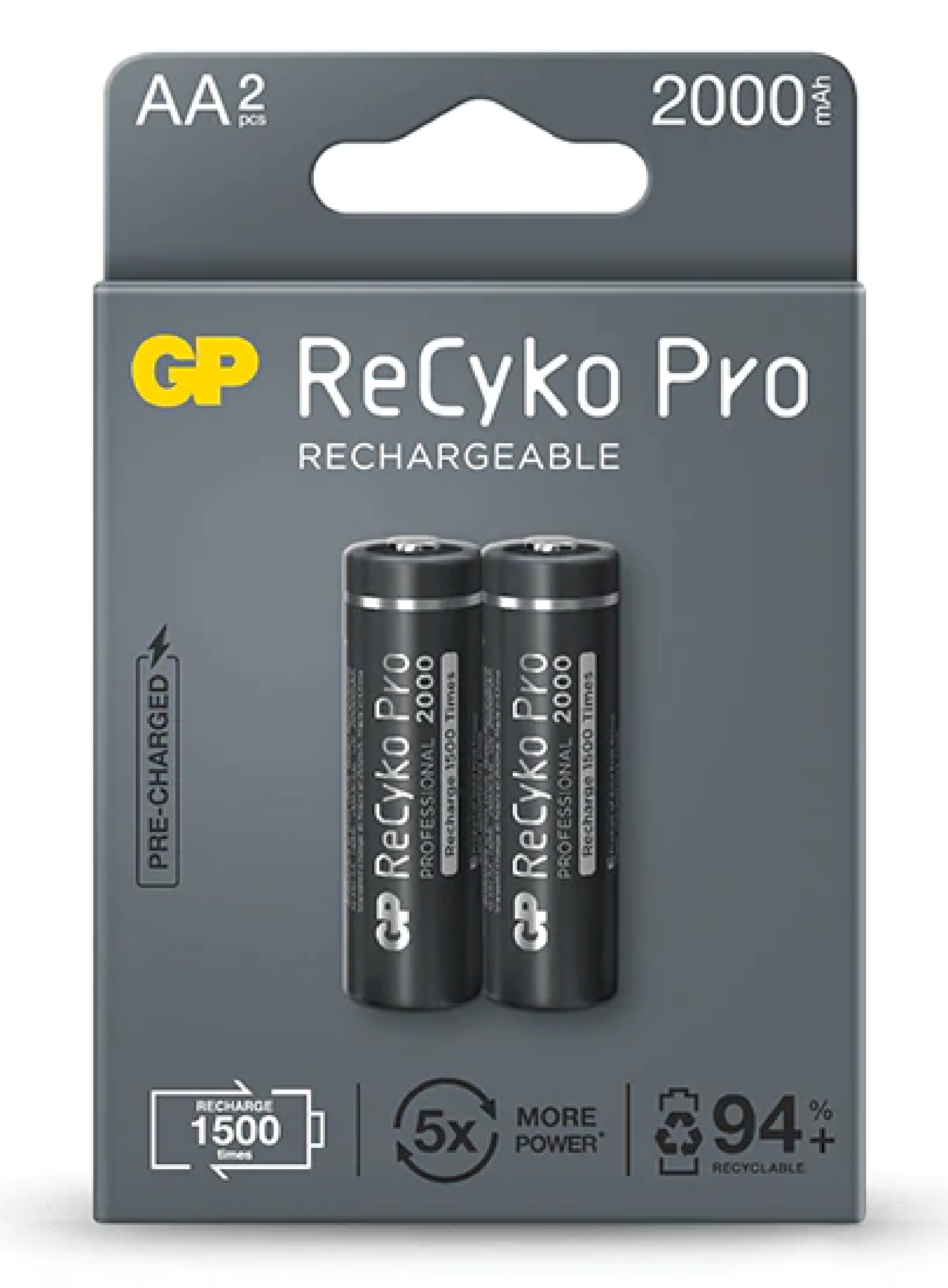 GP Recyko AA 2000Mah 2 Pack Rechargeable Batteries GP Batteries Rechargeable Batteries