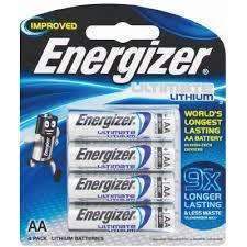 Energizer Ultimate Lithium  AA Batteries 4 Pack Energizer Disposable Batteries