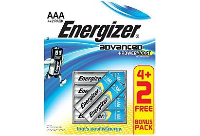Energizer X92RP6 1.5v Advanced Alkaline AAA Battery Card 4+2 Free Energizer Disposable Batteries
