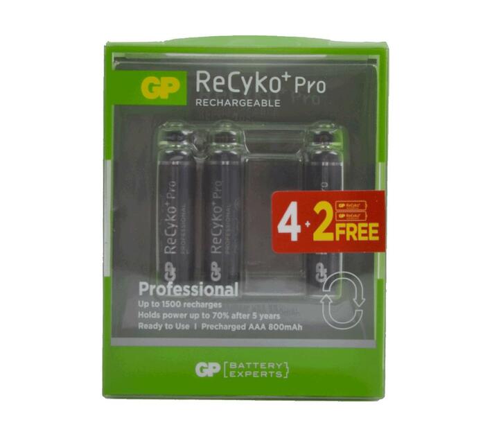 GP Recyko PRO + AAA 800 NiMh 6 Pack GP Batteries Disposable Batteries
