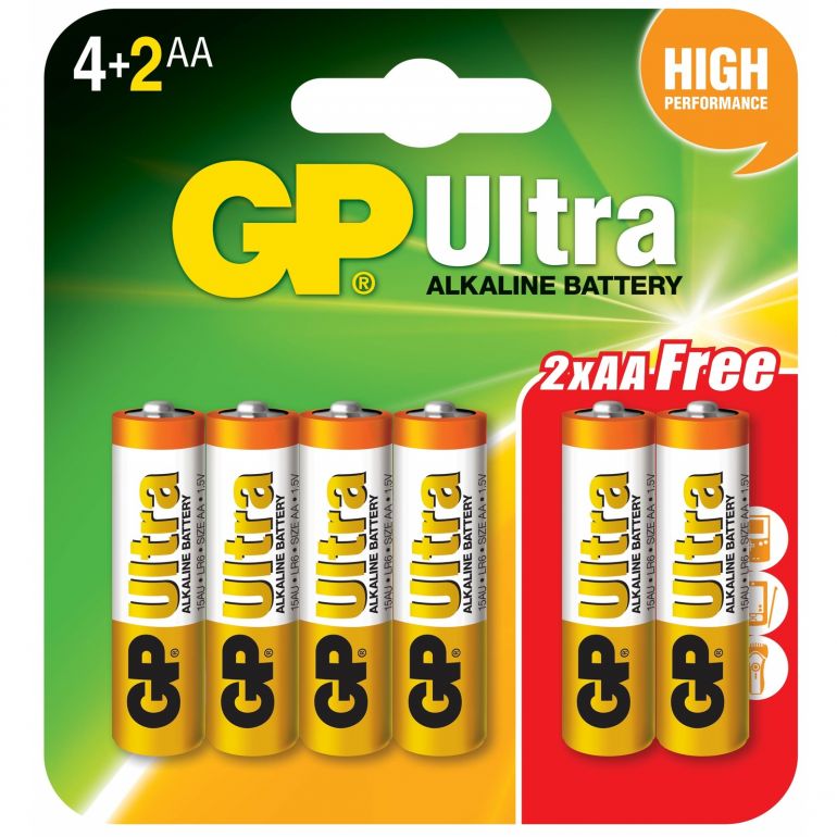 GP Alkaline AA 6 Pack Ultra GP Batteries Disposable Batteries